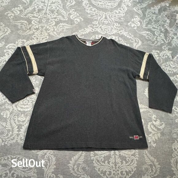 Vintage Reebok Classic Men's V-Neck Sweater Charcoal Gray 2XL Long Sleeve - Picture 1 of 7